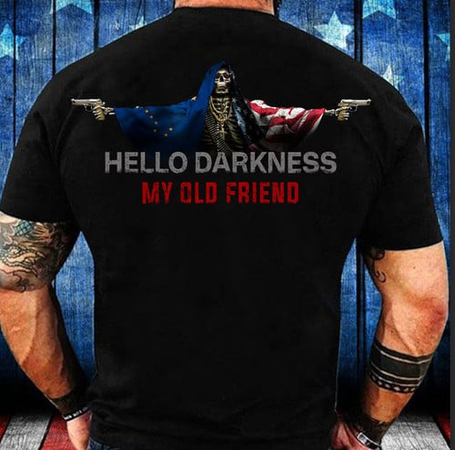 Alaska Hello Darkness My Old Friend Shirt Alaska And USA Flag Skull Apparel For Gun Supporters