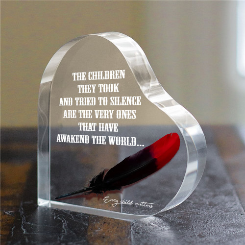 Every Child Matters Acrylic Printed Heart Keepsake Feather The Children They Took And Tried To Silence