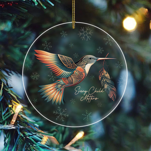 Every Child Matters Acrylic Ornament Hummingbird With Feather Orange Day 2023 Xmas Tree Decor