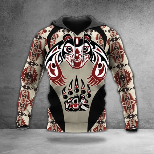 Bear Spirit Northwest Coast Style Hoodie Haida Art Native Hoodie Gifts For Son