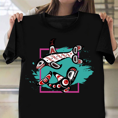 Killer Whale Symbolism Haida Art Design Shirt Native American T-Shirt Gifts For Him