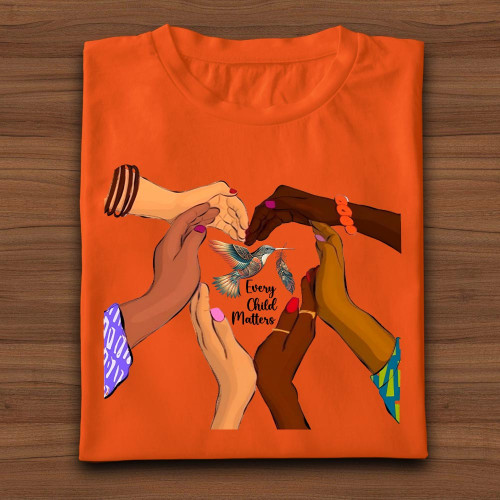 Every Child Matters Shirt Hummingbird And Feather Canada Orange Shirt Day Beautiful Gift