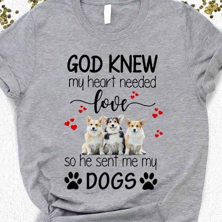Cogri God Knew My Heart Needed Love So He Sent Me My Dogs Shirt Cogri Lovers Cute T-Shirt Gift