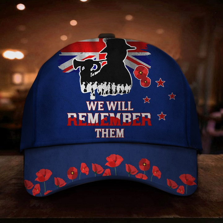 New Zealand Soldiers Poppy We Will Remember Them Hat Veterans Memorial Patriotic Hats Mens