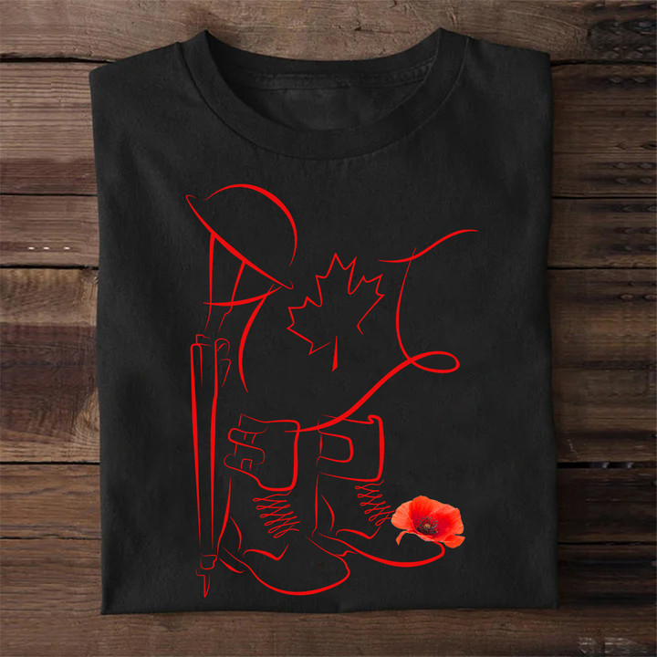 Canada Veteran Red Poppy T-Shirt Veterans Day Shirts Gifts For Brother