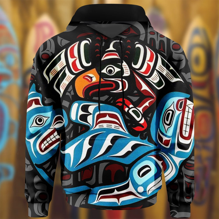Thunderbird And Killer Whale Native American Hoodie Haida Art Spirit 3D Printed Hoodie Merch