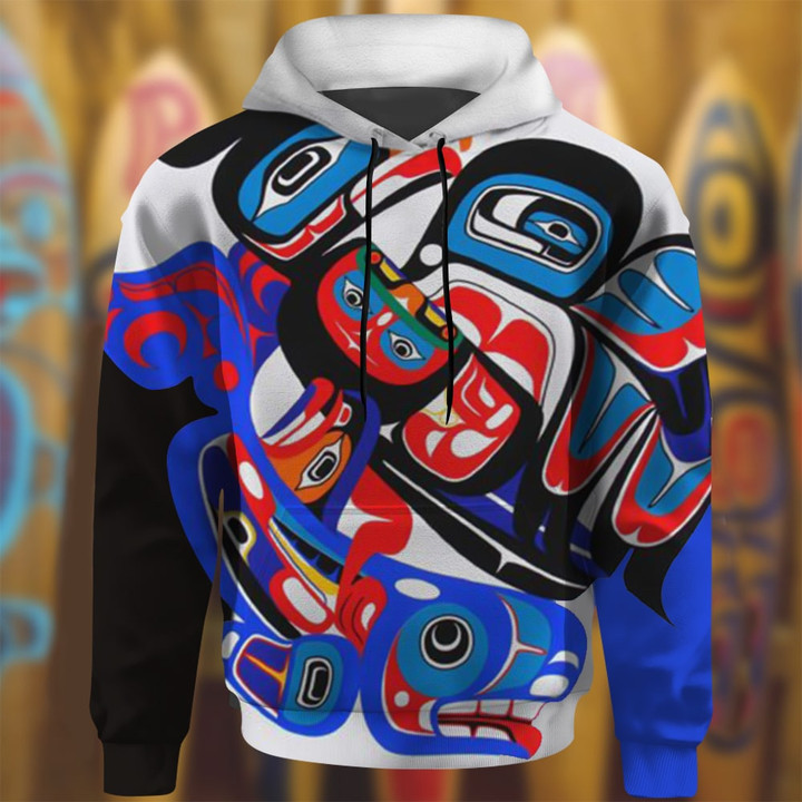 Native American Raven And Killer Whale Hoodie Haida Art Symbolism Hoodie Gifts For Husband