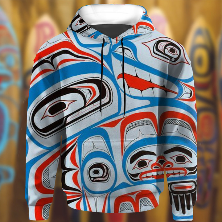 Native American Haida Art Symbolism Hoodie Pacific Northwest Style Hoodie Gift For Friends
