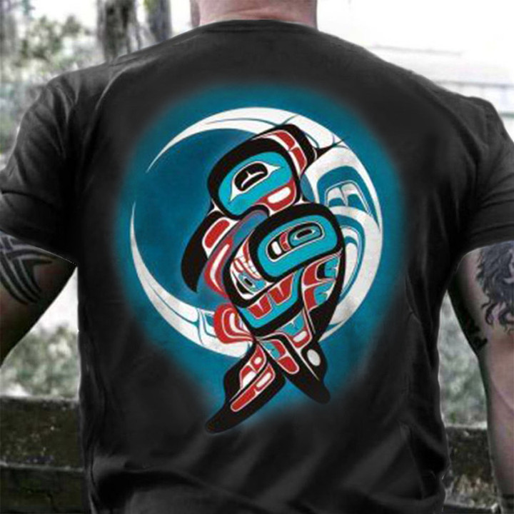 Native American Raven And Moon Haida Art Hoodie Pacific Northwest Style Hoodie Gift For Him