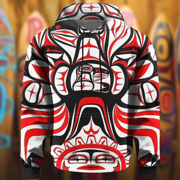 Eagle Haida Art Pacific Northwest Hoodie Native American Style Hoodie Gift For Boyfriend