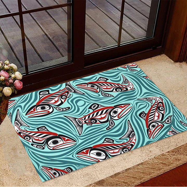 Salmon Haida Art Spirit Pacific Northwest Doormat Native American Style Welcome Mats Home Decor