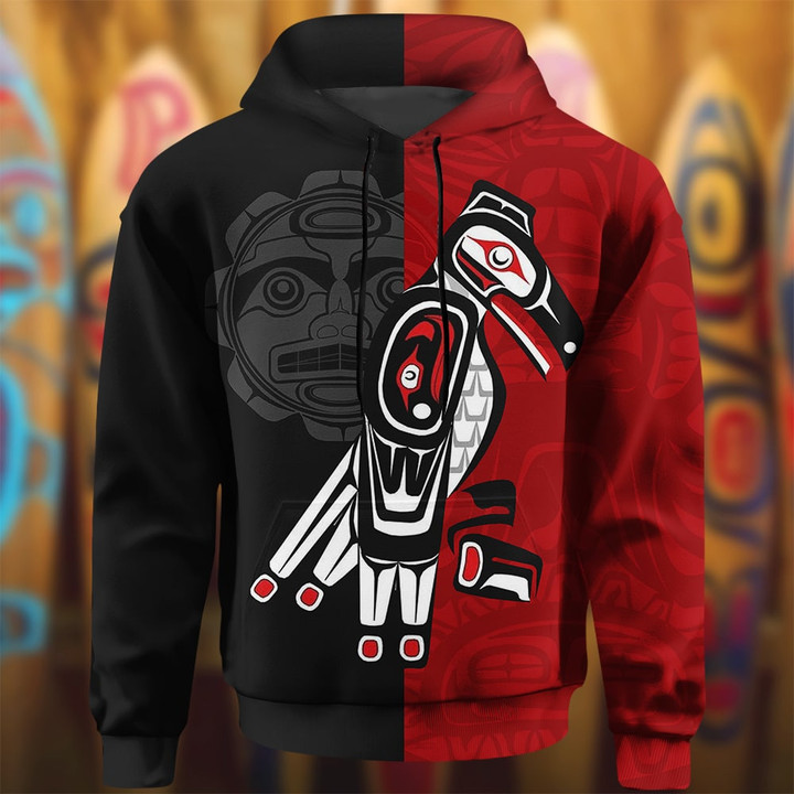 Raven Native American Style Pacific Northwest Hoodie Haida Art Spirit Hoodie Gift For Dude