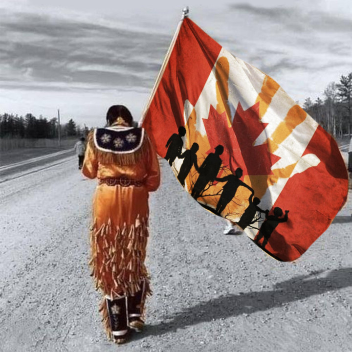 Every Child Matters Canada Flag For 2023 Orange Day Residential School Protest Merchandise