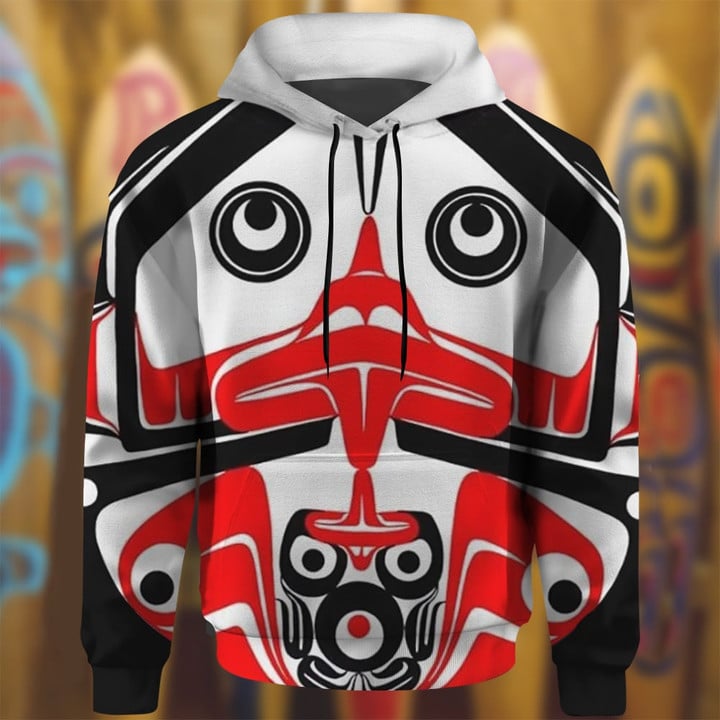 Northwest Coast Native Print Hoodie Haida Art Spirit Apparel Presents For Men's