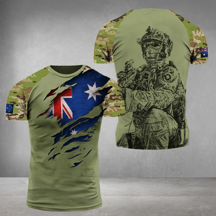 Australia Soldier Camo Shirt Military Pride Honor T-Shirt Gifts For Australian