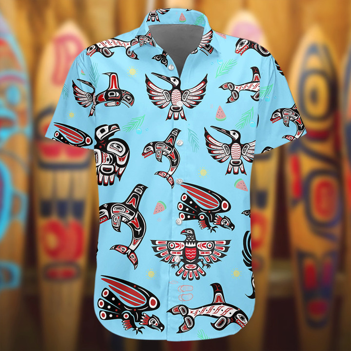 Haida Art Symbolism Hawaii Shirt Pacific Northwest Coast Native Apparel Gifts For Him