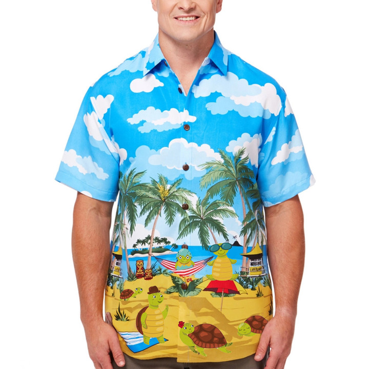 Turtles On Beach Hawaiian Shirt Turtle Lovers Best Summer Shirts For Guys
