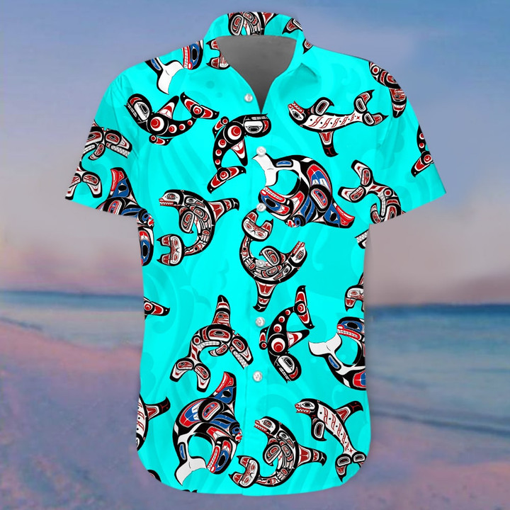 Haida Art Killer Whale Hawaii Shirt Summer Button Up Shirts Birthday Present For Guy Friend