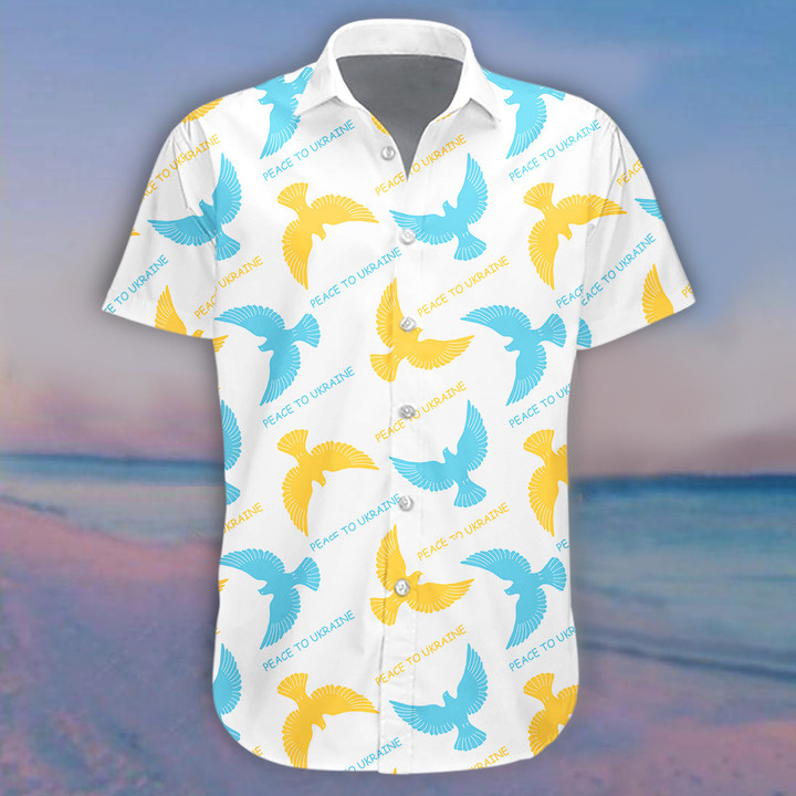 Peace To Ukraine Dove Hawaii Shirt Stand With Ukraine Apparel Gifts For Husband
