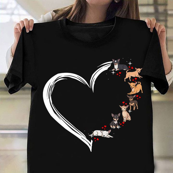 Chihuahua Heart Shirt Dog Theme Cute Design T-Shirt Gifts For Chihuahua Lovers