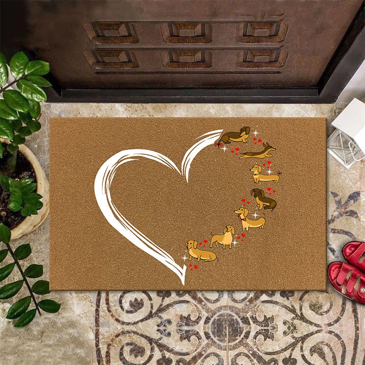 Dachshund Heart Doormat Indoor Welcome Mats Gifts For Dachshund Lovers