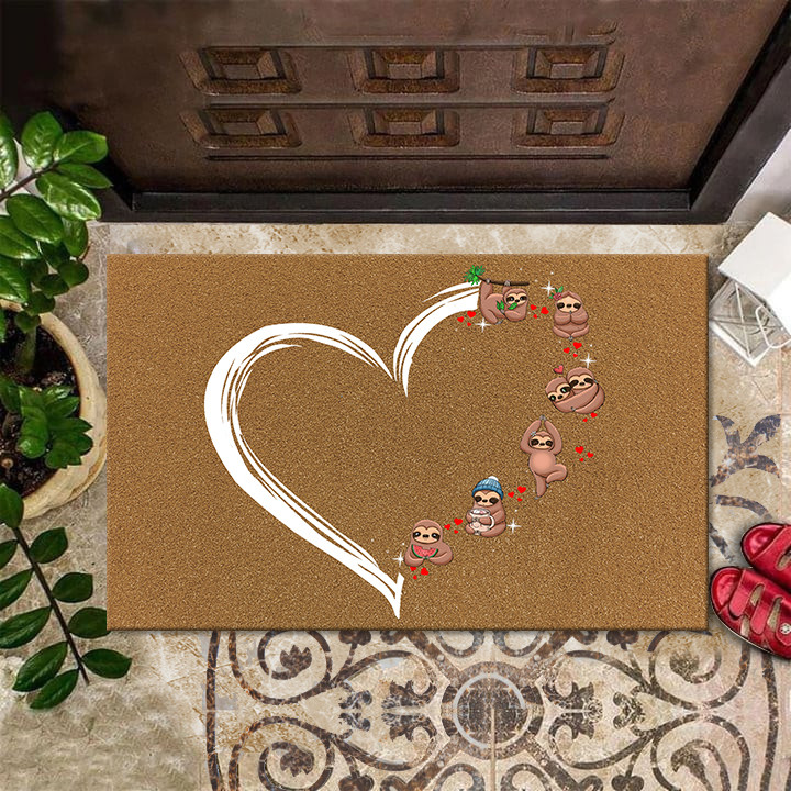 Sloth Heart Doormat Front Door Mat Indoor Best Gifts For Sloth Lovers