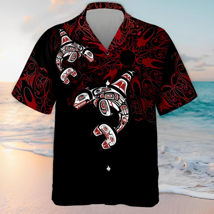 Northwest Coast Killer Whale Hawaiian Shirt Men's Button Down Shirts For Summer Gifts