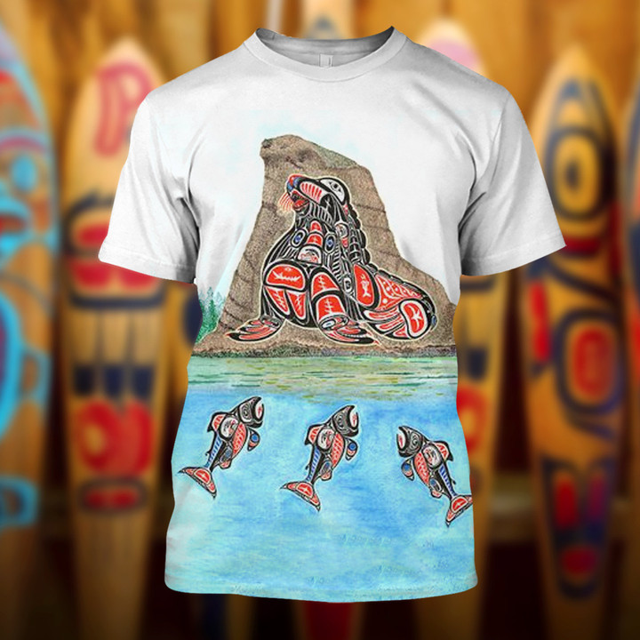 Spirit Animal Haida Art Shirt Northwest Coast Style Unique T-Shirt Design Gifts For Him