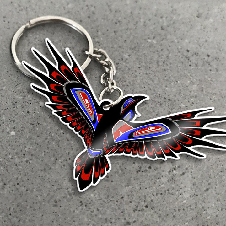 Haida Art Eagle Symbolism Keychain Northwest Coast Native Merch Gifts For Him Her
