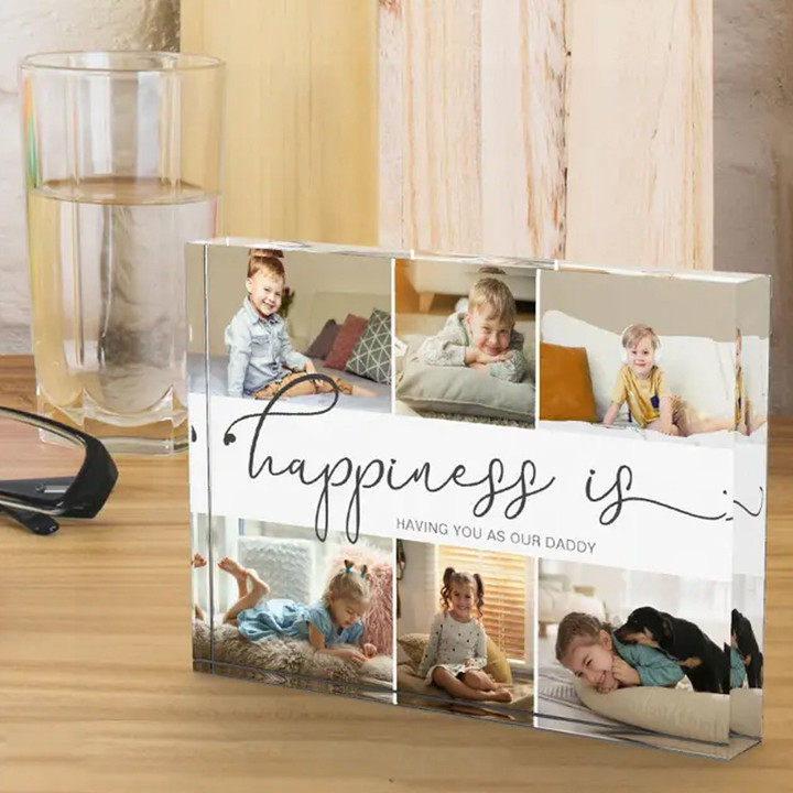 Custom Photo Father's Day Acrylic Plaque Happiness You As Our Daddy Keepsake Gifts For Dad