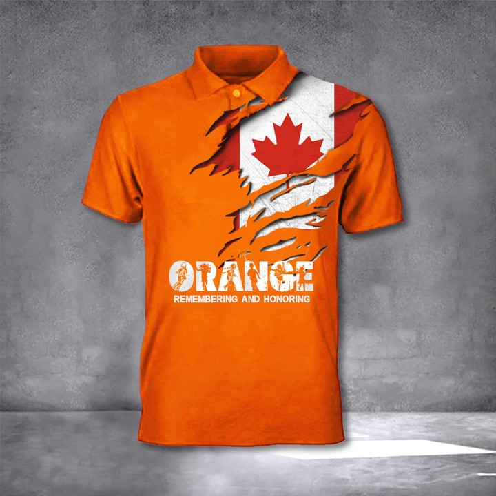 Canada Every Child Matters Polo Shirt Orange Remembering And Honoring Clothing For Canadian