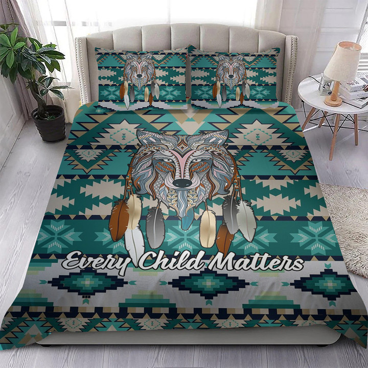 Every Child Matters Wolf Bedding Set Native Pride Orange For Indigenous Movement Merch
