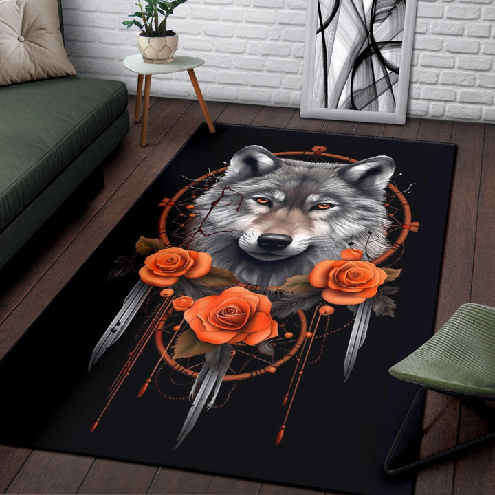 Every Child Matters Native Wolf And Rose Dream Catcher Rug Decorative Floor Mats For Home