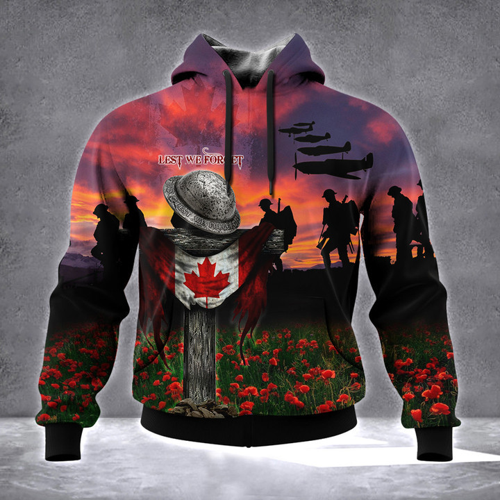 Canada Veteran Lest We Forget Hoodie Canadian Remembrance Day Military Clothing Gift Ideas