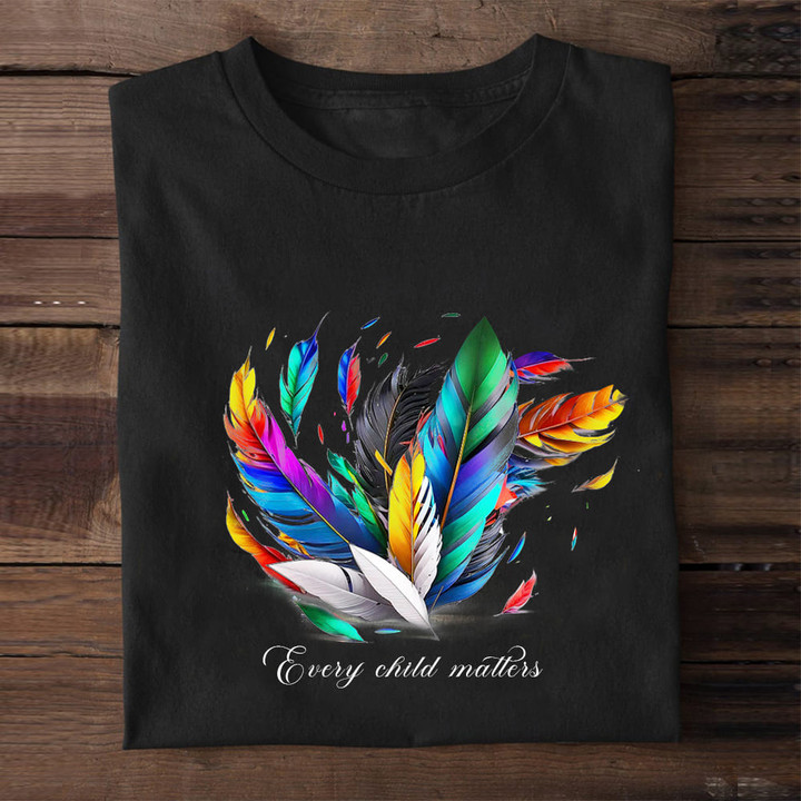 Every Child Matters Shirt Colorful Feathers Orange Shirt Day 2023 Awareness Canadian Gifts