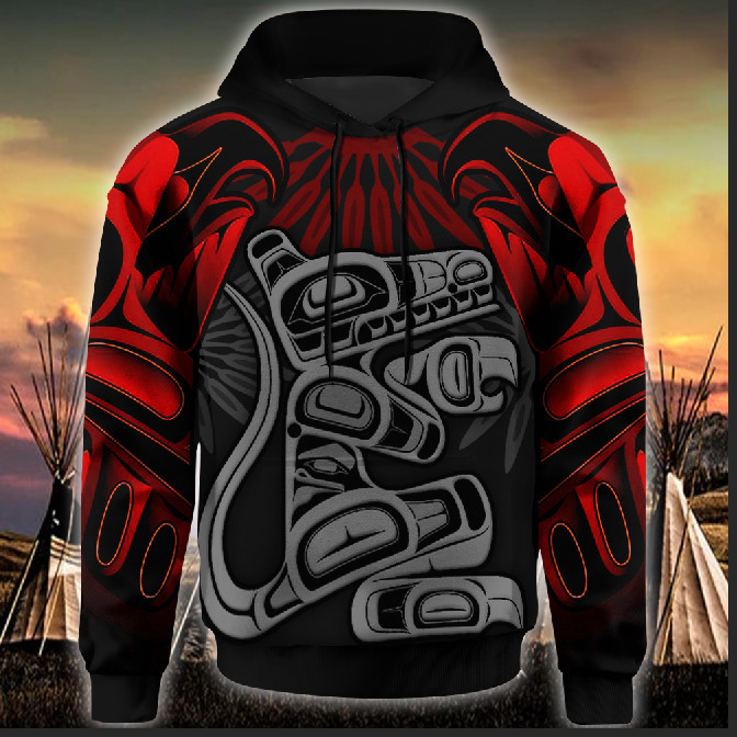 Wolf Haida Symbolism Native Art Hoodie Northwest Coast Style Clothing