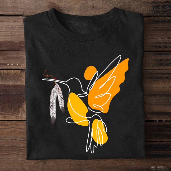 Hummingbird And Feather Every Child Matters Shirt 2023 Orange Shirt Day Movement Apparel