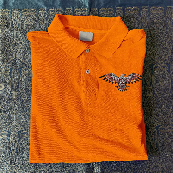 Every Child Matters Canada Polo Shirt Haida Eagle Art Orange Shirt Day 2023 Awareness Clothing