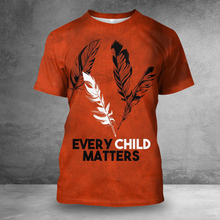 Feathers Every Child Matters Shirt Residential Schools Orange Shirt Day Canadian Clothing