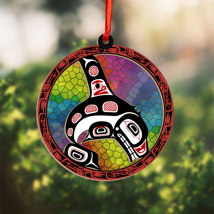 Haida Killer Whale Native American Suncatcher Ornament Northwest Coast Xmas Tree Ornaments