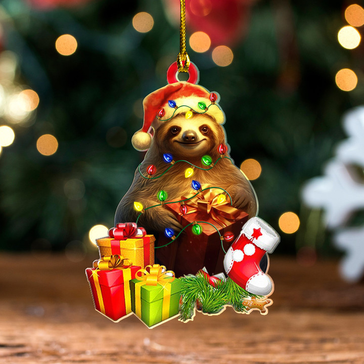 Santa Sloth Ornament Cute Christmas Ornament Gifts For Sloth Lovers