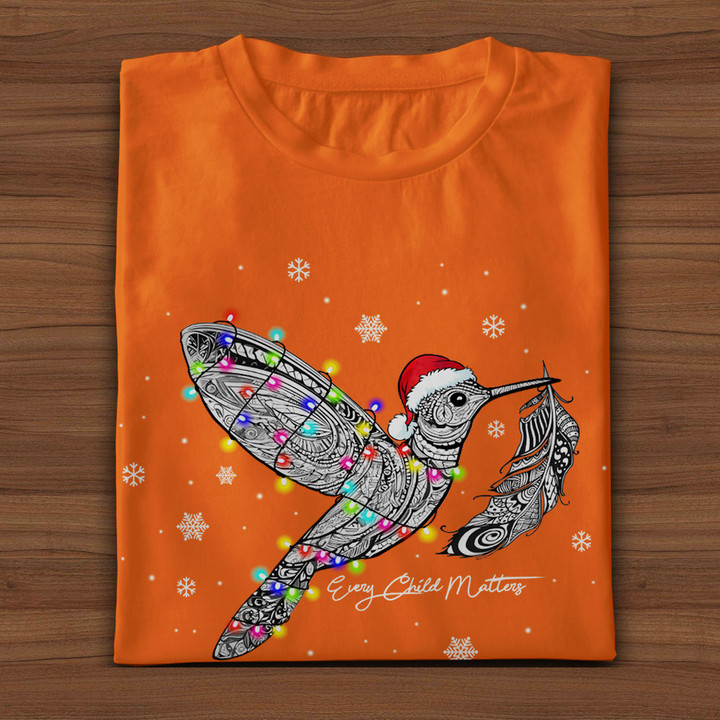 Every Child Matters Shirt Christmas Hummingbird And Feather Art Canada Orange Shirt Day
