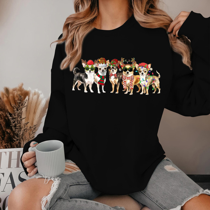 Chihuahua Christmas Sweatshirt Dog Lovers Cute Clothing Gifts For Xmas 2023