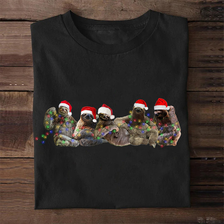 Claus Santa Sloths Shirt Funny Christmas Design T-Shirt Gifts For Sloth Lovers
