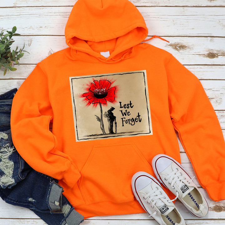 Lest We Forget Hoodie Red Poppy Veterans Day Hoodie Remembrance Gifts