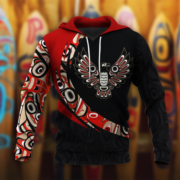 Haida Eagle Art Pattern Hoodie Northwest Coast Style Symbolism Hoodie Son In Law Gifts