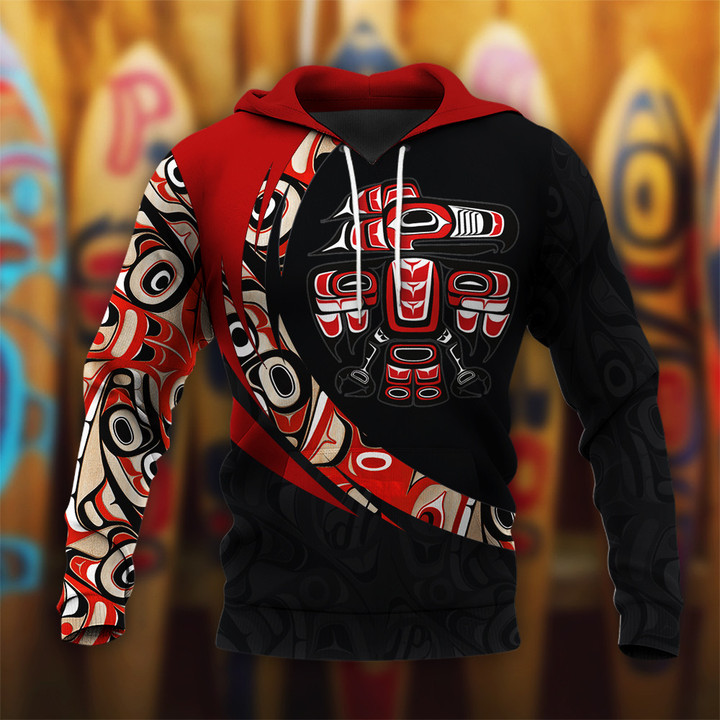 Raven Haida Art Pattern Hoodie Native Raven Northwest Coast Style Spirit Hoodie Clothing