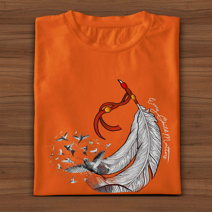 Orange Shirt Day Feather And Hummingbird T-Shirt Every Child Matters Shirt Canada