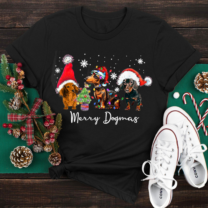 Dachshund Merry Dogmas Christmas Shirt For Weenie Dog Lovers Xmas Holiday Shirt