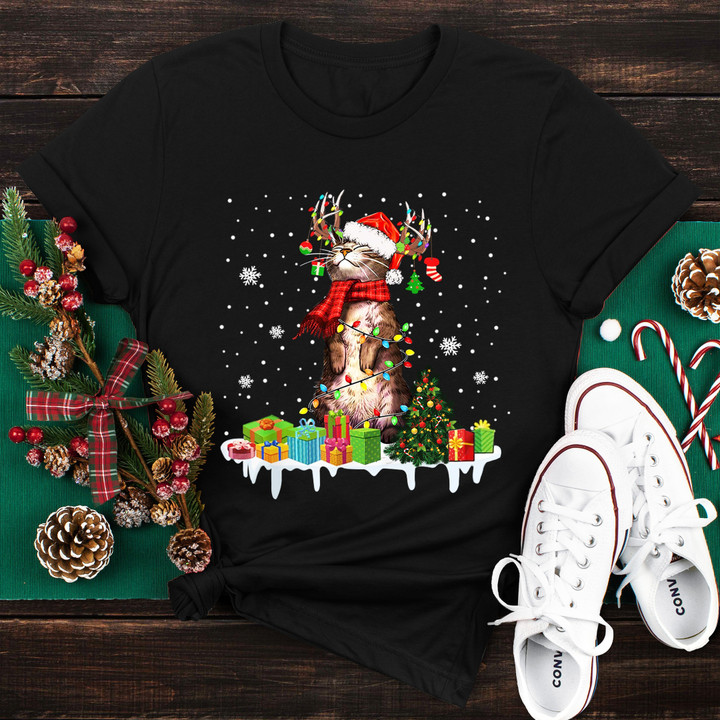 Cat Christmas Shirt Cute Cat Graphic Tee Christmas Holiday T-Shirt Gifts For Her 2023